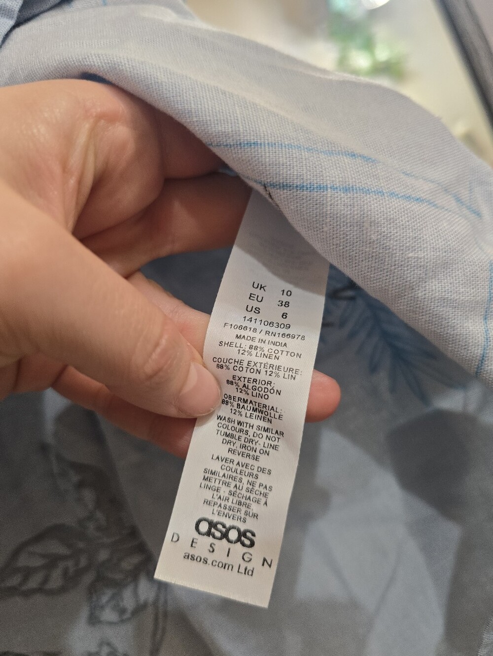 NWT ASOS Linen Cotton Light Blue Floral Print Sleeveless Sundress Medium Summer - Picture 8 of 10